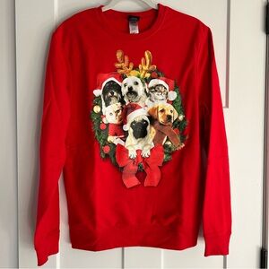 Fifth Sun Red Dogs and‎ Cats Christmas Holiday Sweater Size Small